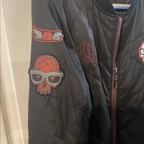 J!NX Men's Black Bomber Jacket with Skull Design - Picture 3 of 15